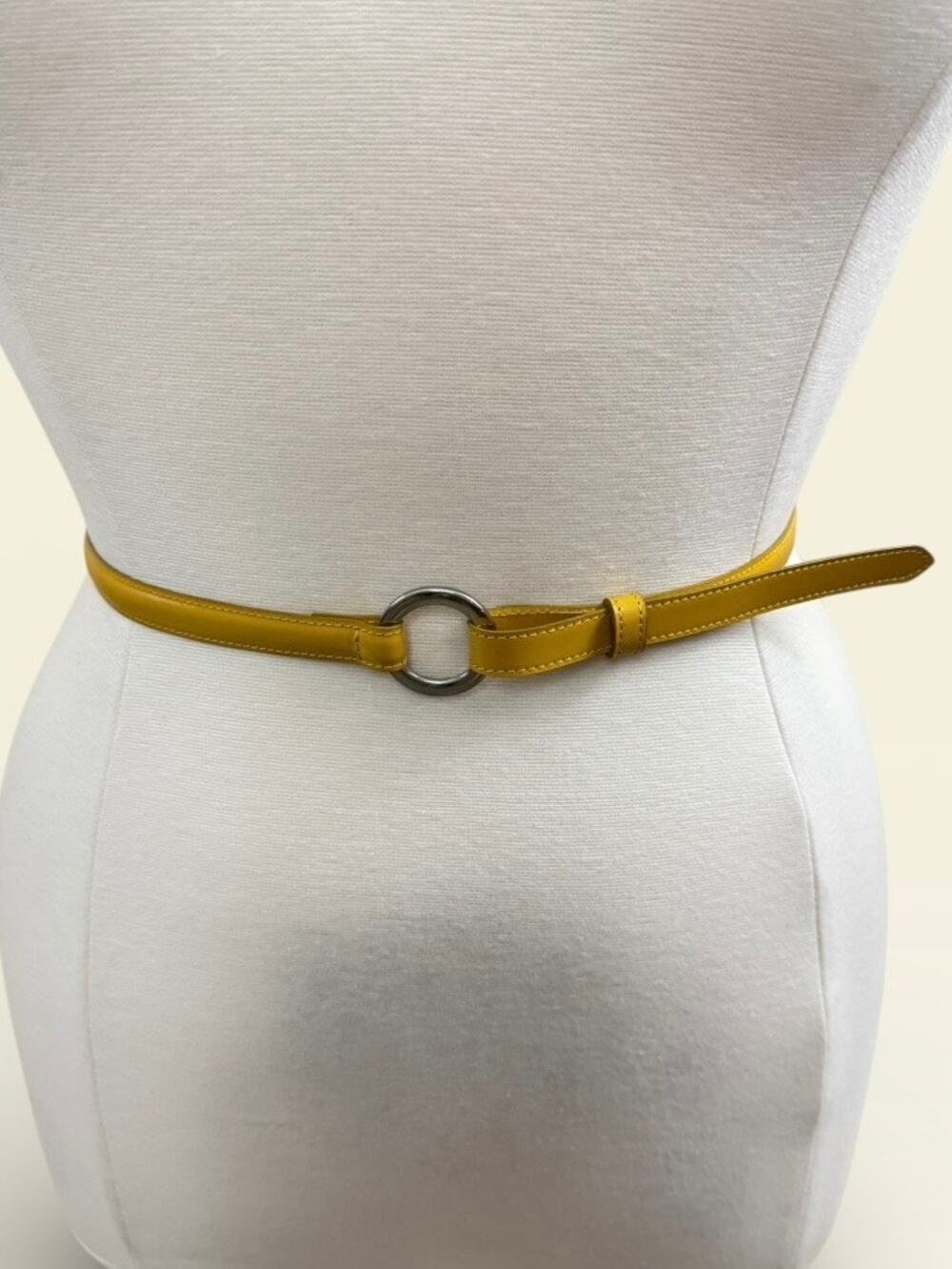 Tanner Mustard Leather Belt w/ Silver O Ring Made in Italy, Size  L